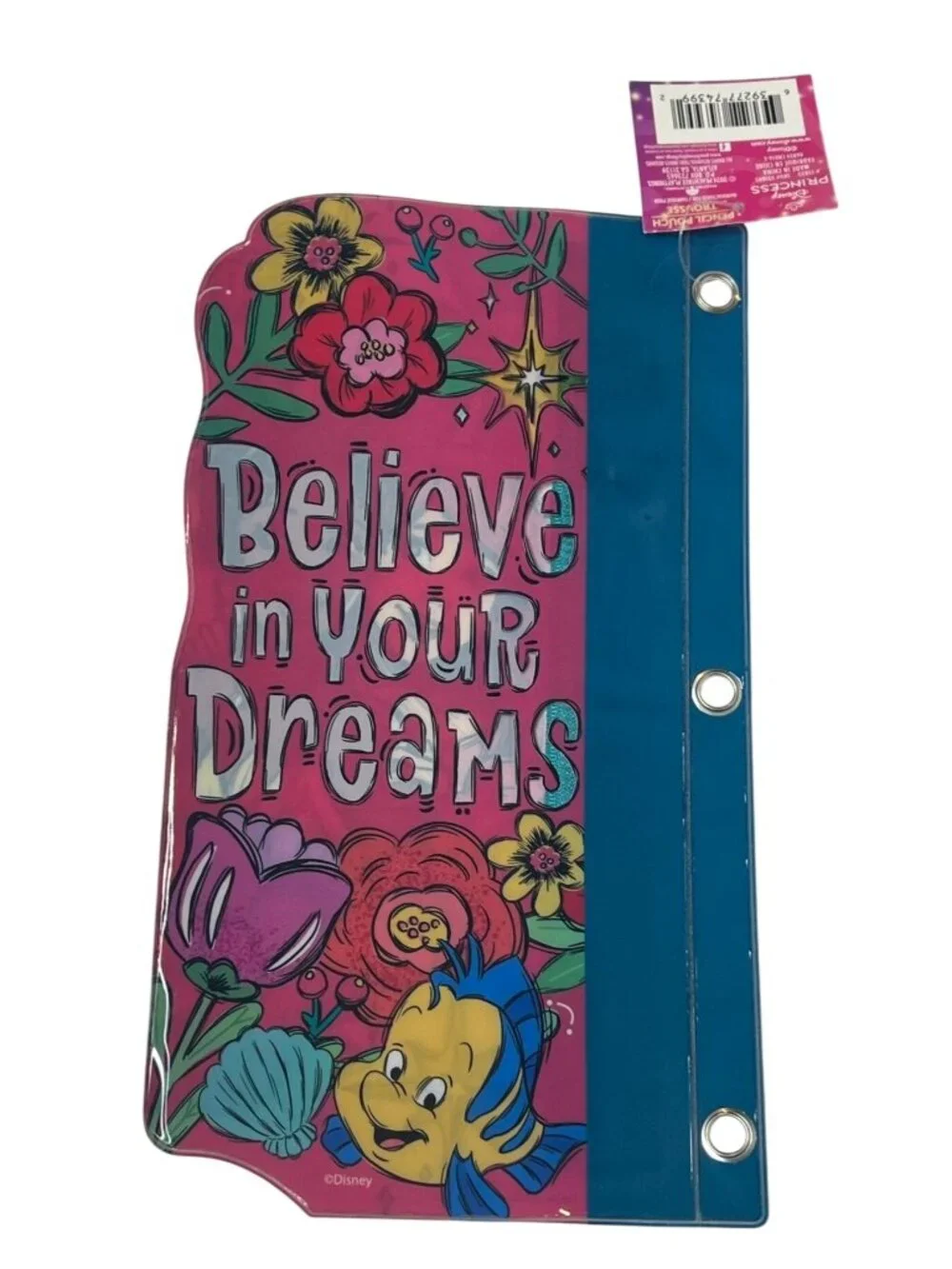 Disney Princess Ariel Tiana Pencil Pouch Binder Case NWT
